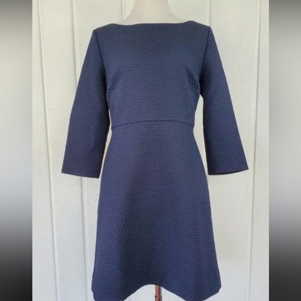 J. Crew Jacquard Navy Dress 6